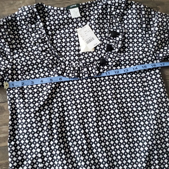 J. Crew Geometric Ruffle Trim Scoop Neck Blouse - Picture 7 of 7